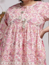 Plus Size Women Floral Printed Cotton Kurti with Dhoti Pant-KDSMITHPLUS